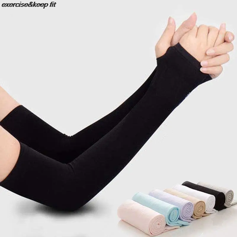 1Pair Ice Silk Sleeve Sunscreen Cuff Arm Sleeves Anti-Slip Summer Men Women Gloves Outdoor Riding Uv Sun Protect