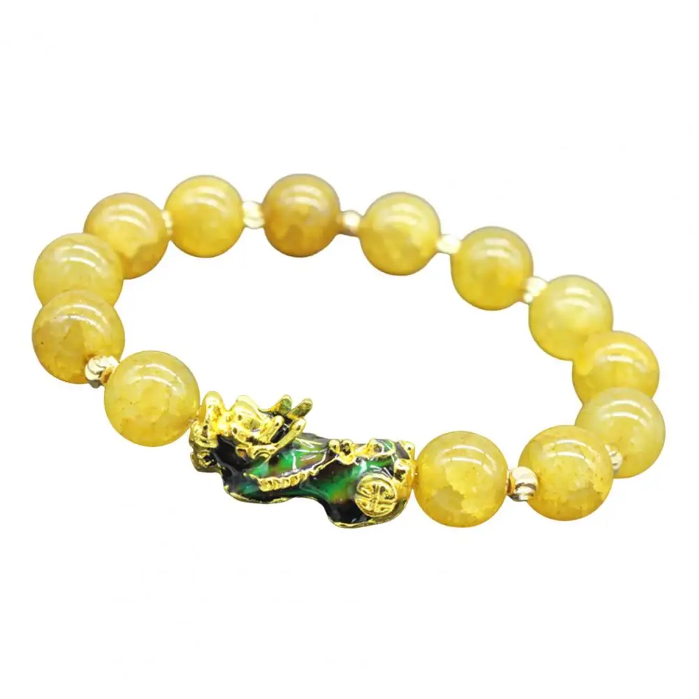 Men Bracelet Feng Shui Bracelet Unisex Pixiu Bracelet with Smooth Vintage Texture Temperature Color-changing Elastic Band Luxury