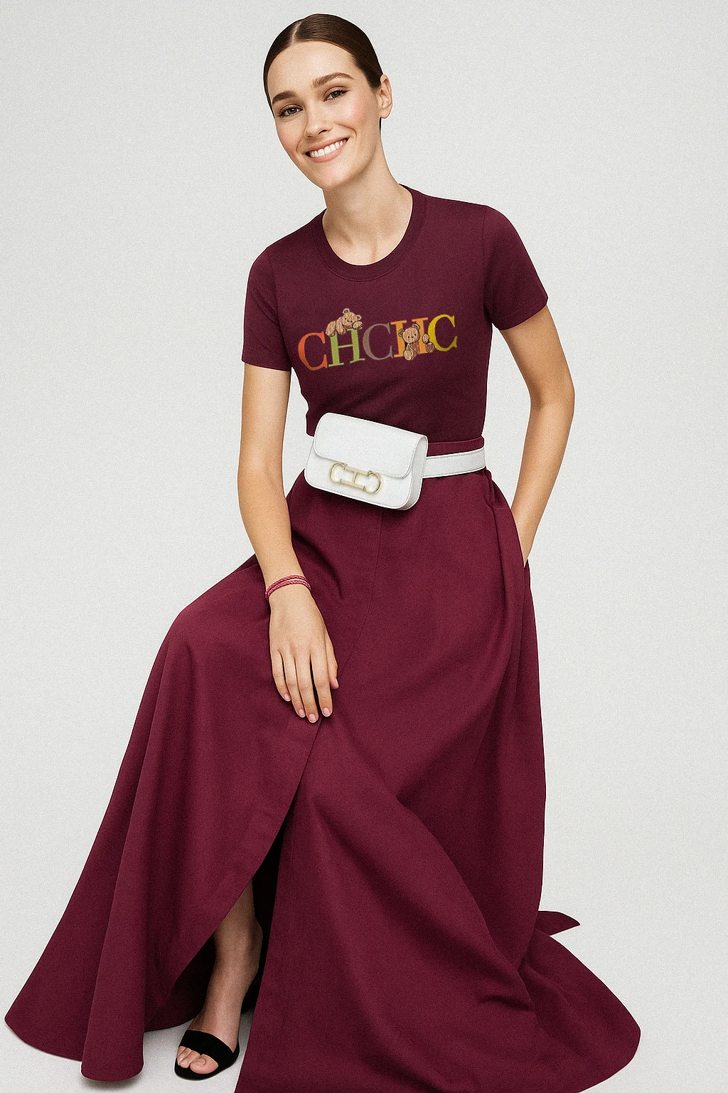 

CH Women's Short Sleeves Pure Cotton Round Neck Letter Design women's Short Sleeves New Fashion Commuter Versatile Classic Top