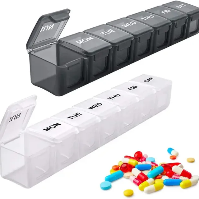 2 szt. 7 dni tygodniowy Pillbox uchwyt na tablet futerał do przechowywania leków pojemnik na leki organizer na pigułki tygodniowy organizer na kapsułki
