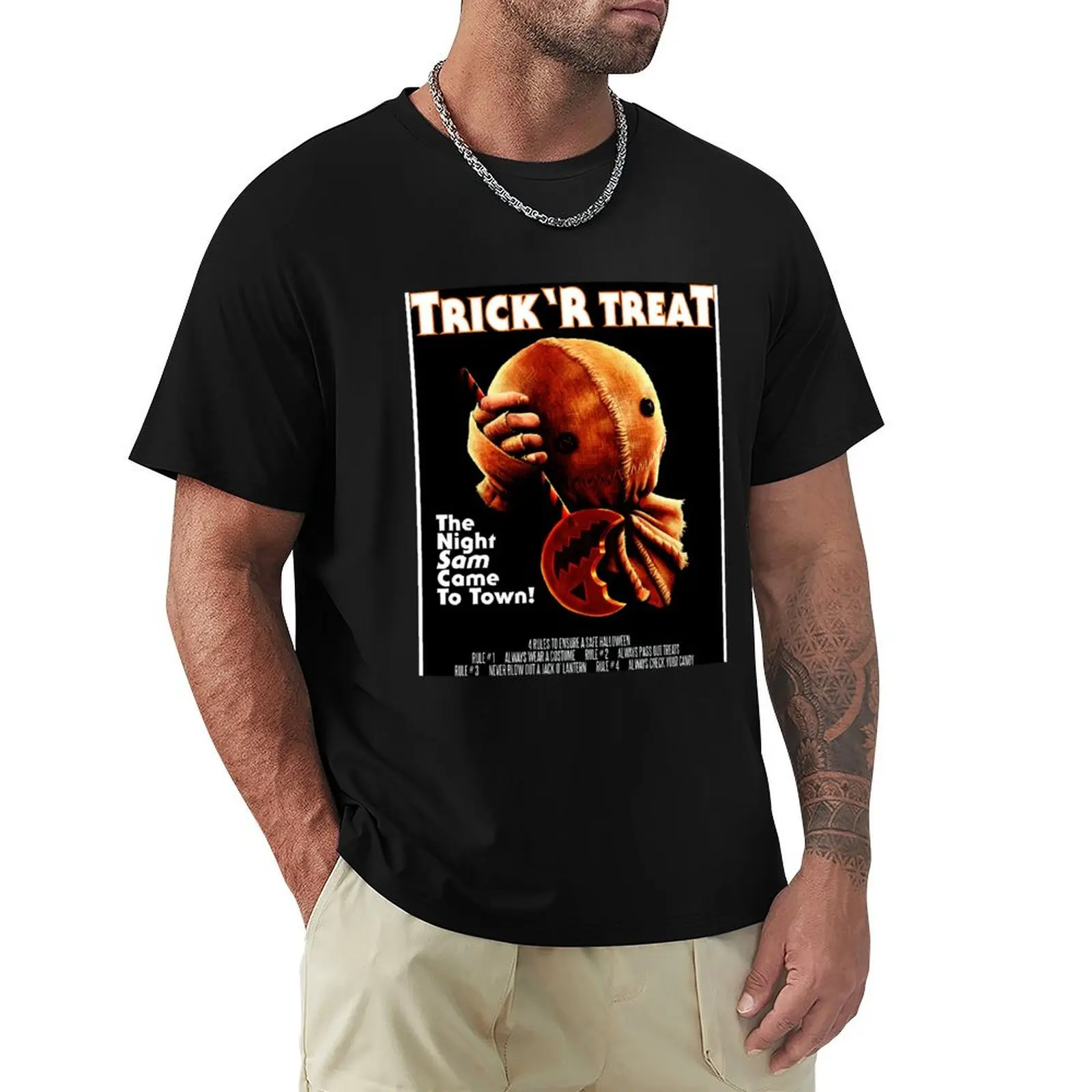 

Trick &39;r Treat Halloween Mashup T-Shirt Vintage Print Crew Neck Tee