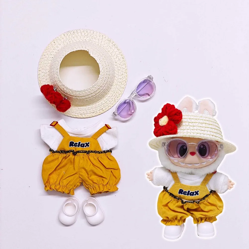 

Для 15/17 см Labubu Одежда Наряд Модная шляпа Повседневная одежда Комплект DIY Подарок Кукла Одежда Аксессуары Сидящая вечеринка Игра Подарок DIY Игрушки
