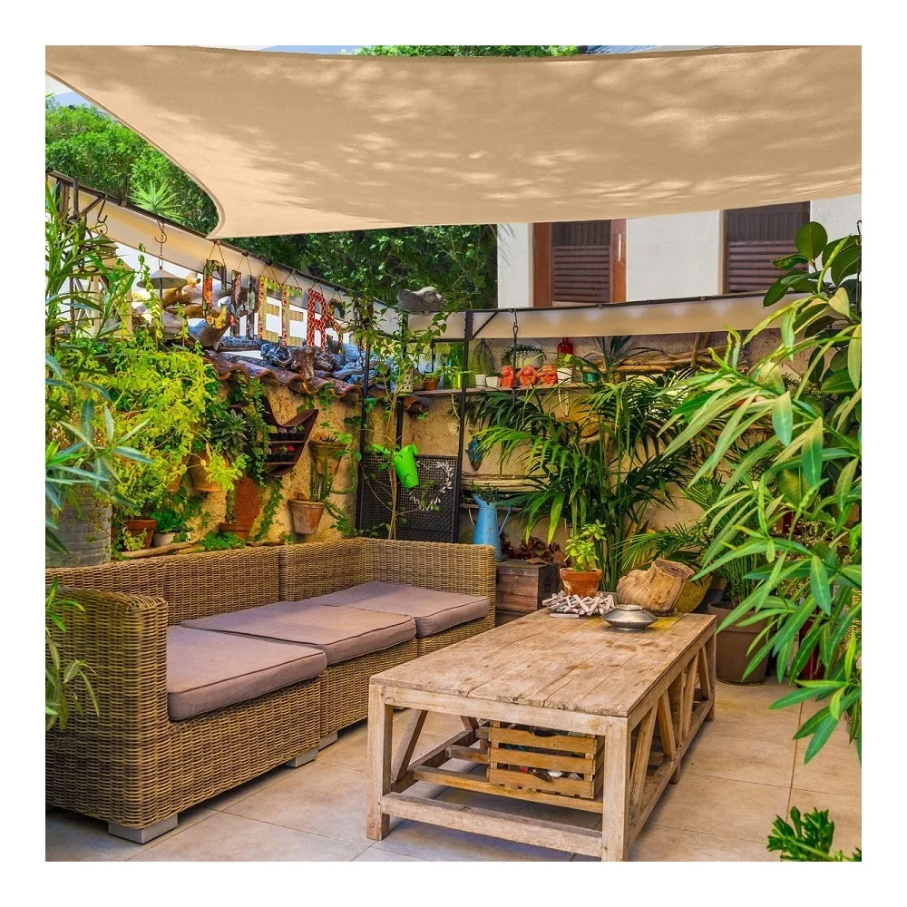 

High Strength HDPE Sun Sail Shade Net, Triangle and Square Type Shade Sails for Garden Patio