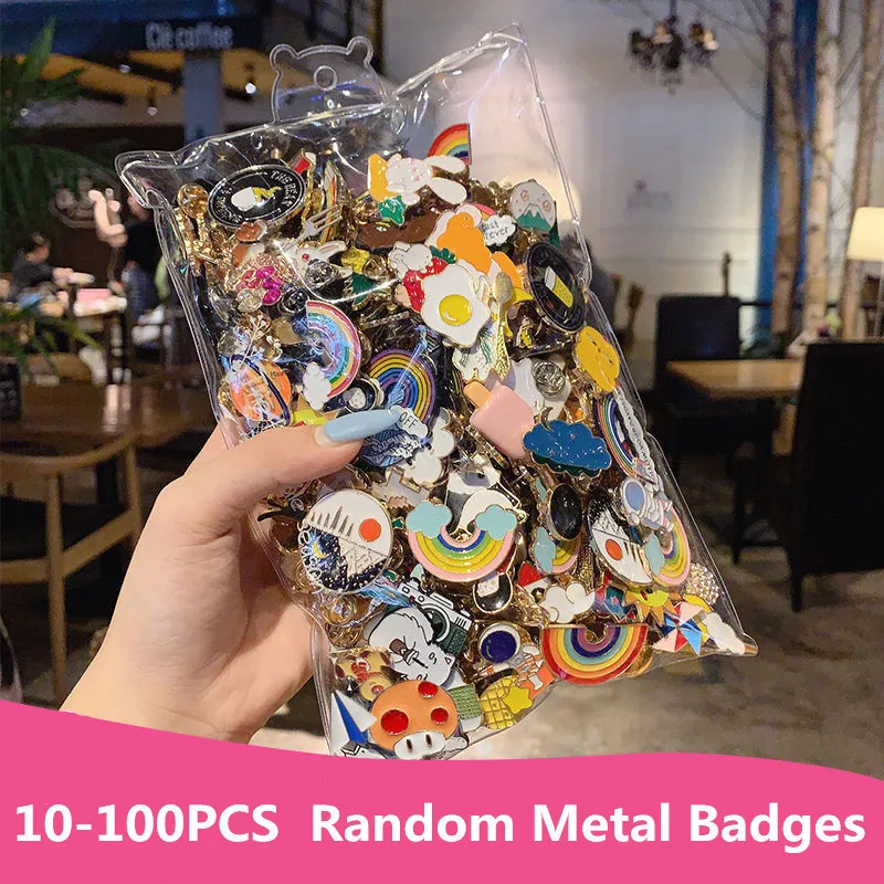 10-100PCS Cute Animal Plant Enamel Pins Random Metal Badges Lapel Brooches Decor Backpack Clothing Hat Bag For Women Kid Jewelry