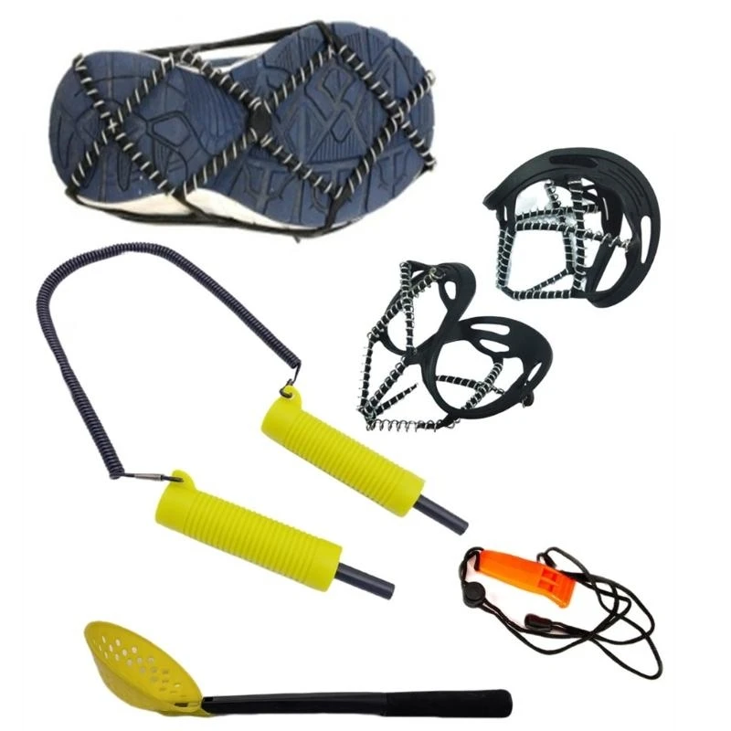 31KC مجموعات سلامة الصيد الجليدية صافرة ملعقة الجليد ملعقة الجليد خفيفة الوزن لقطات الجليد