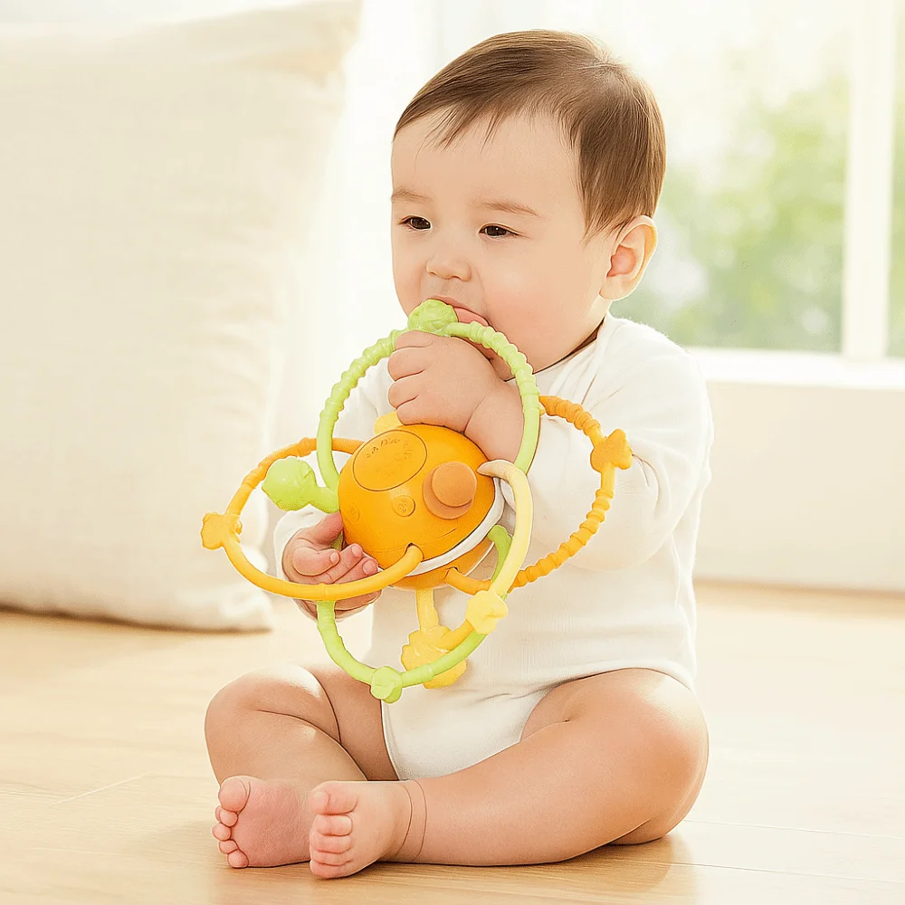 Rattle Soft Silicone Baby Toy Round Ball Grab Ball Hand Grab Ball Teethers Chewable Chewable Teethers Baby Toy