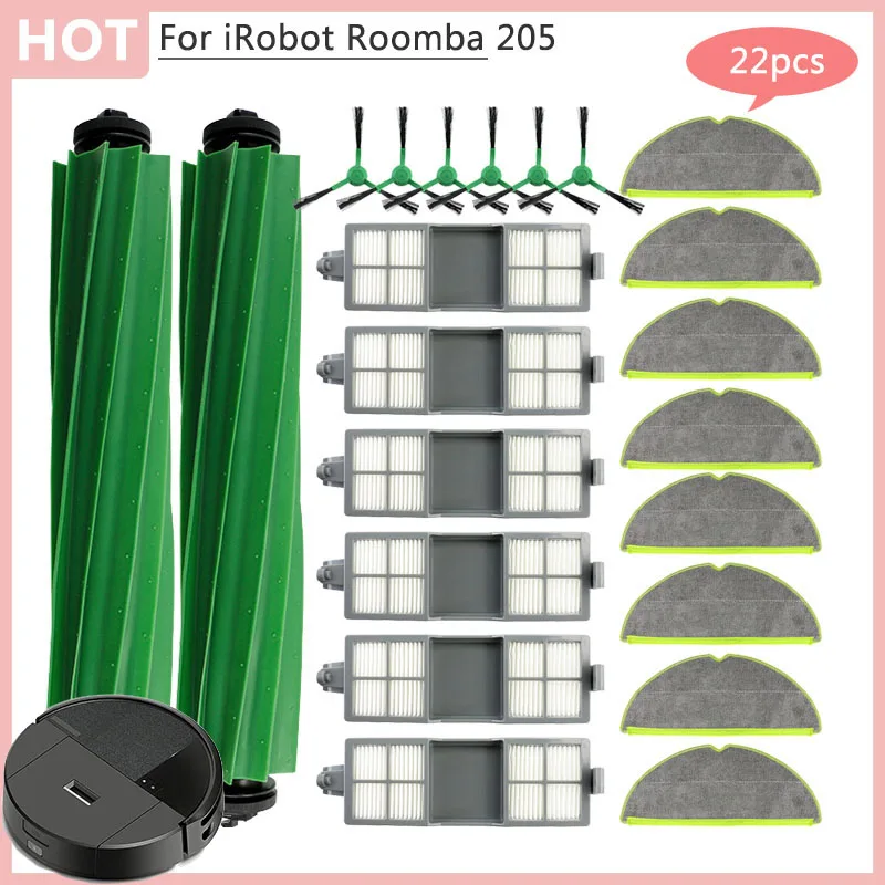 Compatível para irobot roomba 205 compactador de poeira combo robô aspirador rolo escova hepa filtro panos escova lateral peças reposição