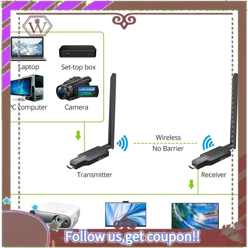 ABBG-Wireless -Compatível Transmissor Andreceptor Adaptador Compatível Sem Fio
