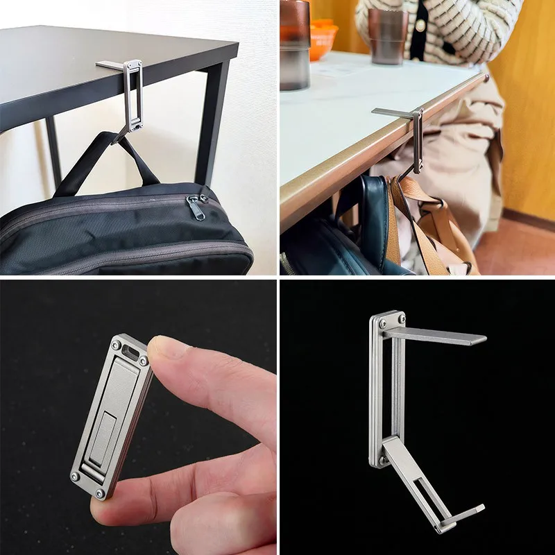 Titanium alloy Desk Bag Hanger Multifunctional EDC Tools Desk Edge Backpack Hook Keychain Buckle - Image 2
