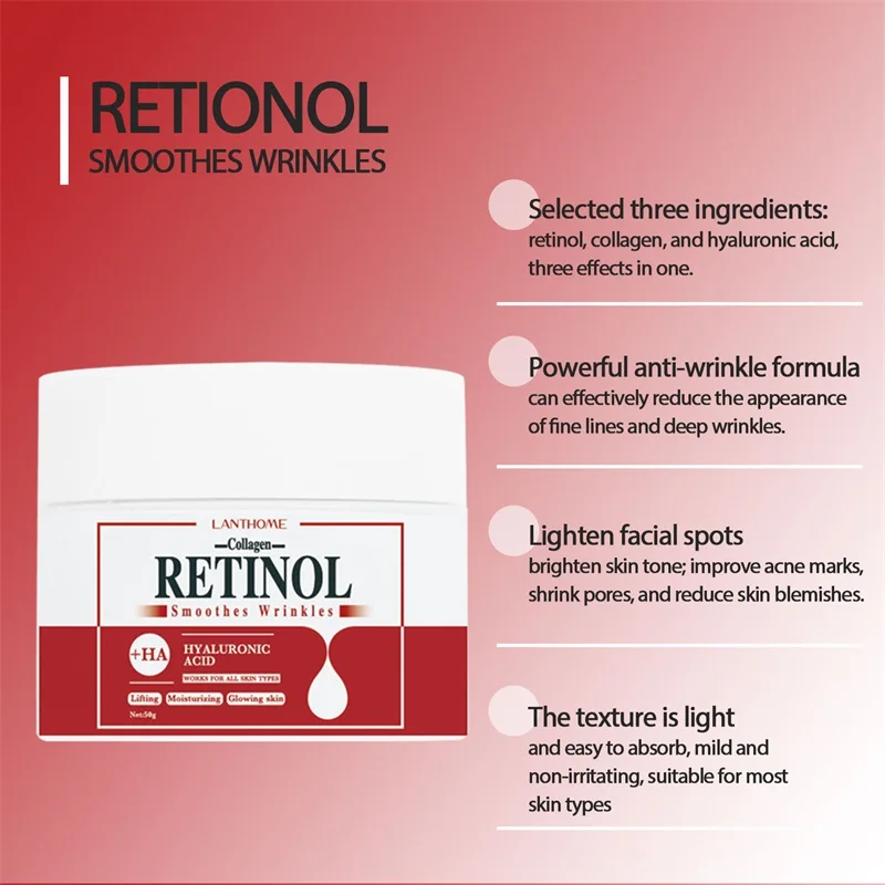 Retinol Face Whitening Cream Collagen Hyaluronic Acid 3in1 Moisturizing Remove Dark Spots Fine Line Eliminate Melanin Body Cream