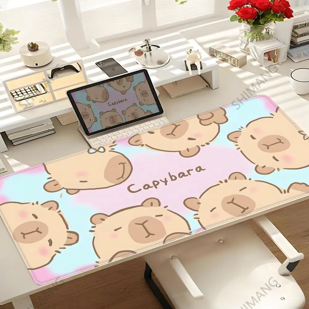 

Capybara Cute Mouse Pad 900x400 Computer Desk Mat 3mm Thicking Super Big Large All Size Lock Edge Creative Rubber Keyboard Mat