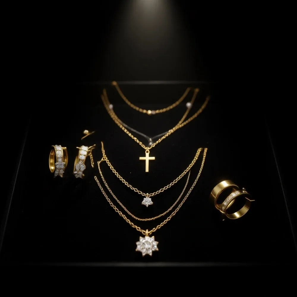 

Золотой ювелирный набор для женщин: ожерелье, браслет, серьга-кафф, кольцо на ногу, кольцо на пупок, покрытие 18K, подарок