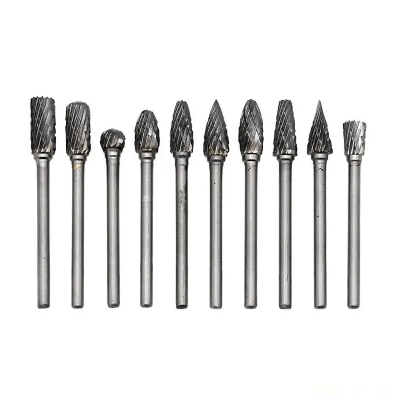 A2BE 10Pieces Alloy Steel Rotary Burrs 1/8