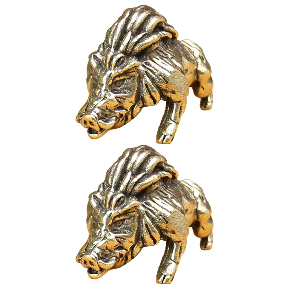 

2pcs Ornaments Animal Statue Retro Brass Craft Figurines Home Decor Vintage Miniature Model Desktop