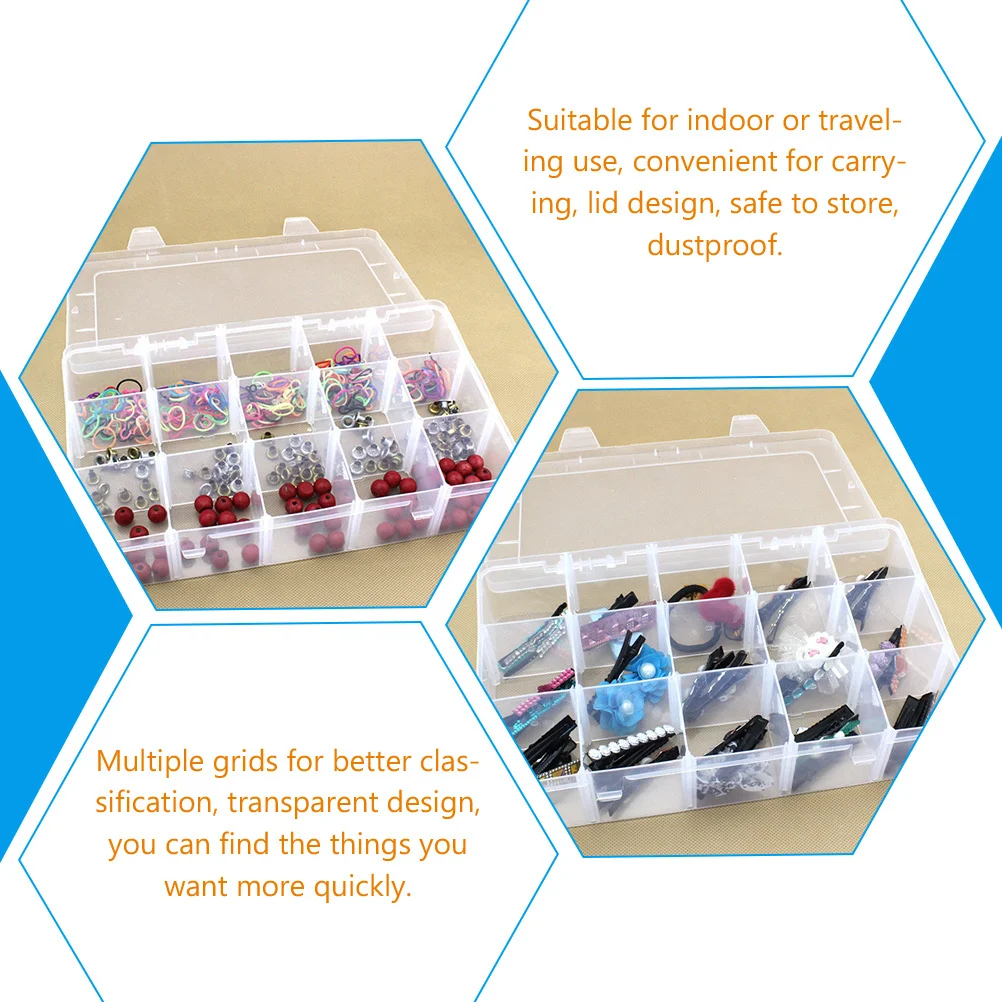 

2Pcs ABS Plastic Compartment Organizer Boxes with Detachable Dividers Clear Storage Jewelry Accessories Organizer Box for DIY