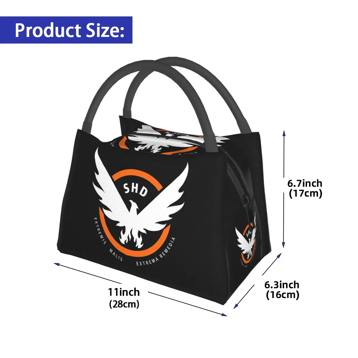 Game Tom Clancys The Division SHD Seal Insulated Lunch Bag for Women Kids Portable Food Boxes Thermal Lunch Box Tote view 2