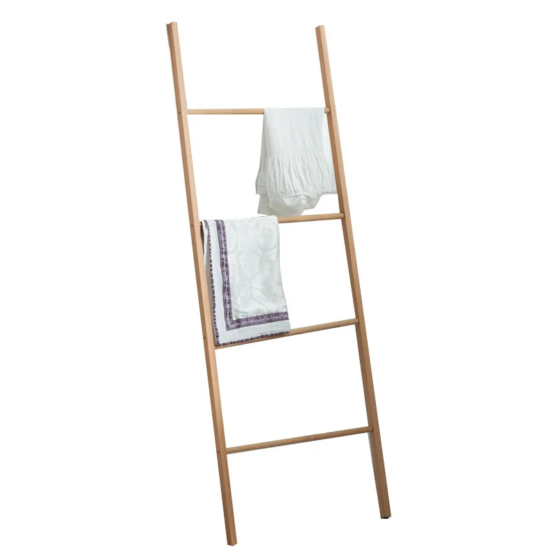 

Ladder hanger trapezoidal floor coat rack artistic Nordic hanger beech simple modern wooden towel rack