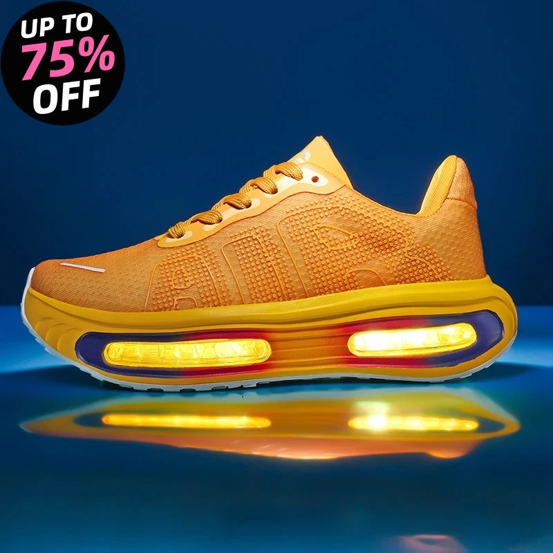 

Кроссовки для бега больших размеров (до 45) для мужчин и женщин, дизайнерские, с воздушной подушкой, спортивные, модные, повседневные, сетчатые, на платформе, для спортзала