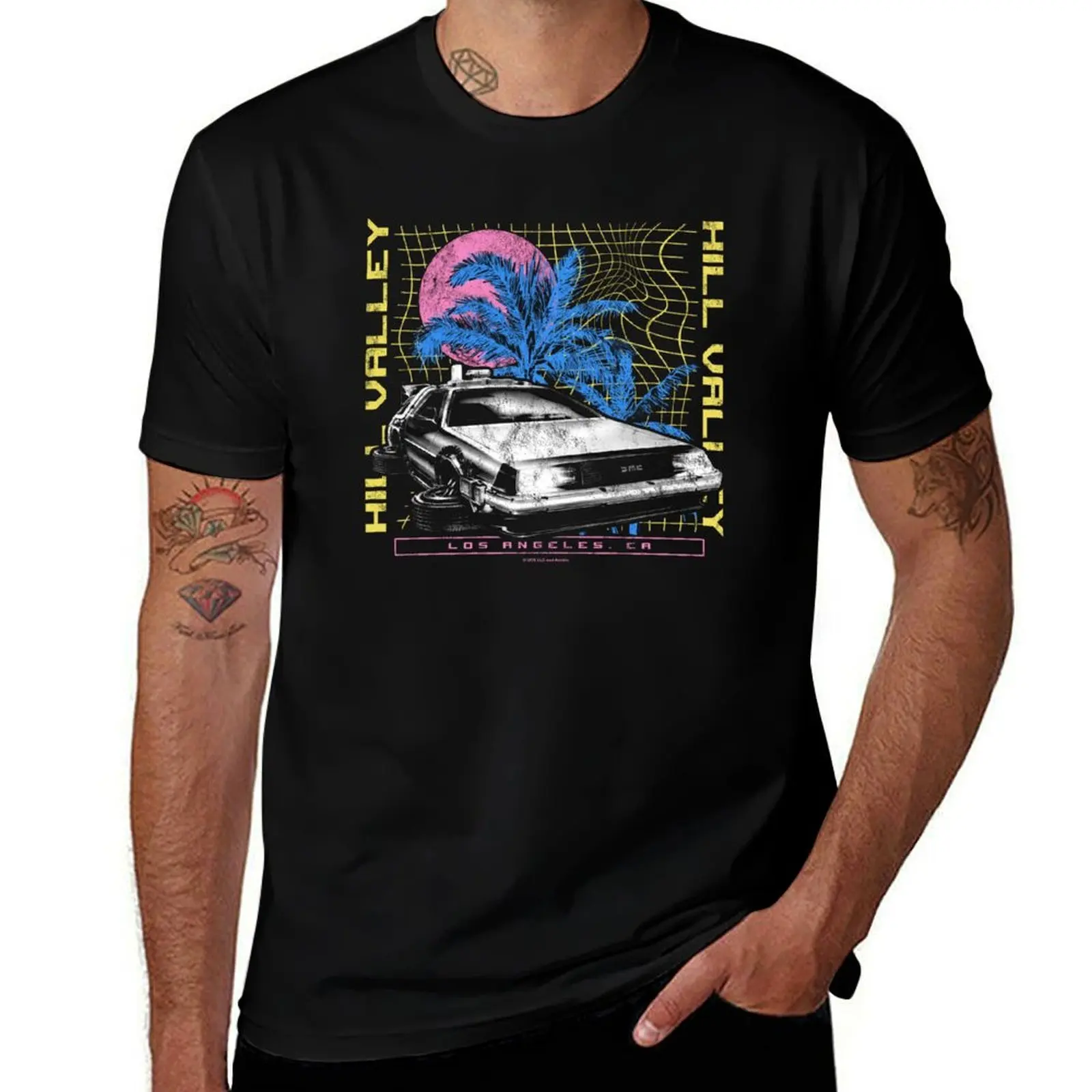 

Back To The Future 35th Anniversary Hill Valley DeLorean T-Shirt cotton t shirts high quality T-Shirt