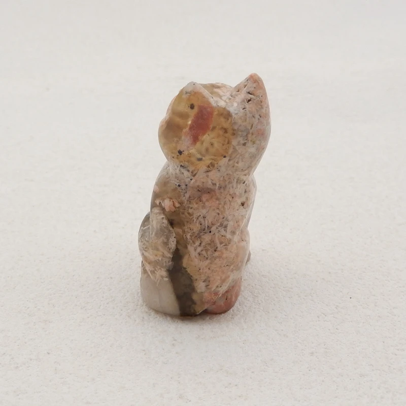 Lucky Cat Ornament Natural Stone Celestobarite Cute Cat For Decoration Gemstones Jewelry Pendant Free Drilling 41x26x19mm 35g