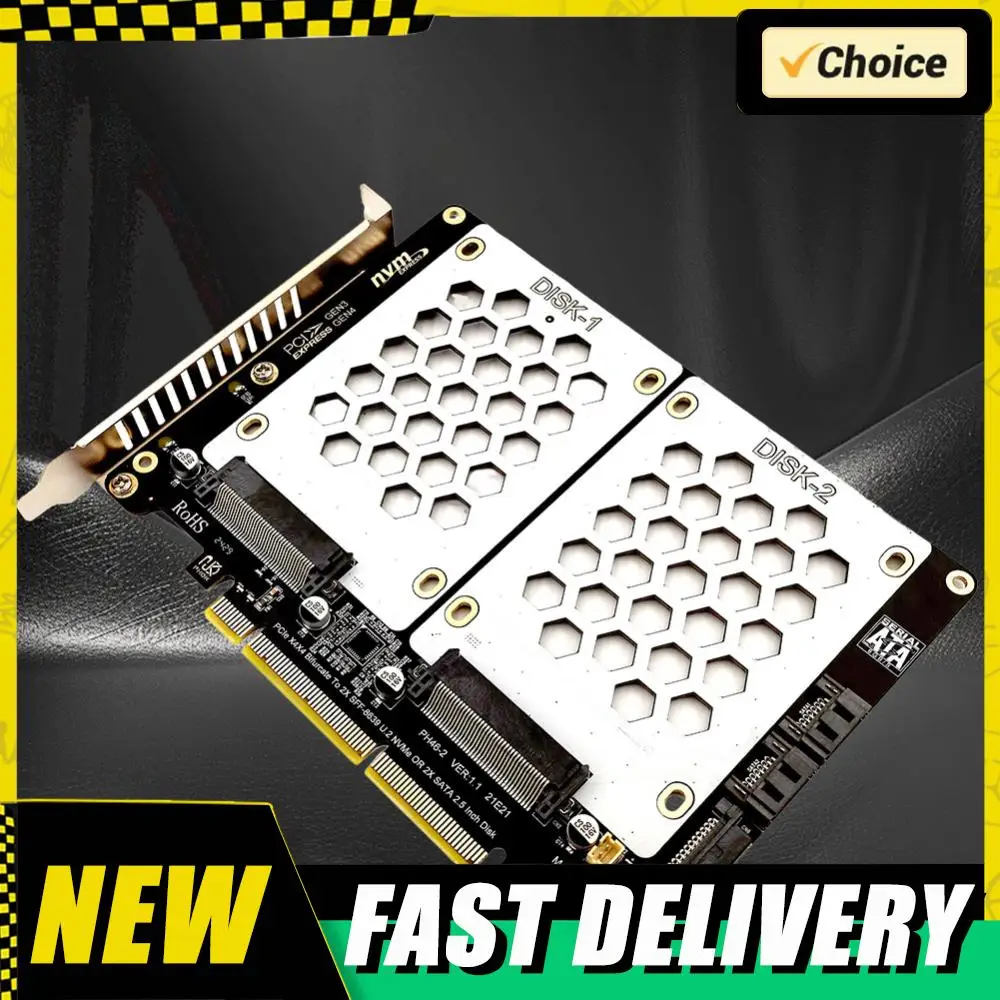 U.2 Dual-Disk Adapter Card 2.5 Inch SATA Hard Drive To PCIE4.0 Split Card U.2 PCIe Adapter Dual U.2 To PCIe 4.0 X8 Adapter