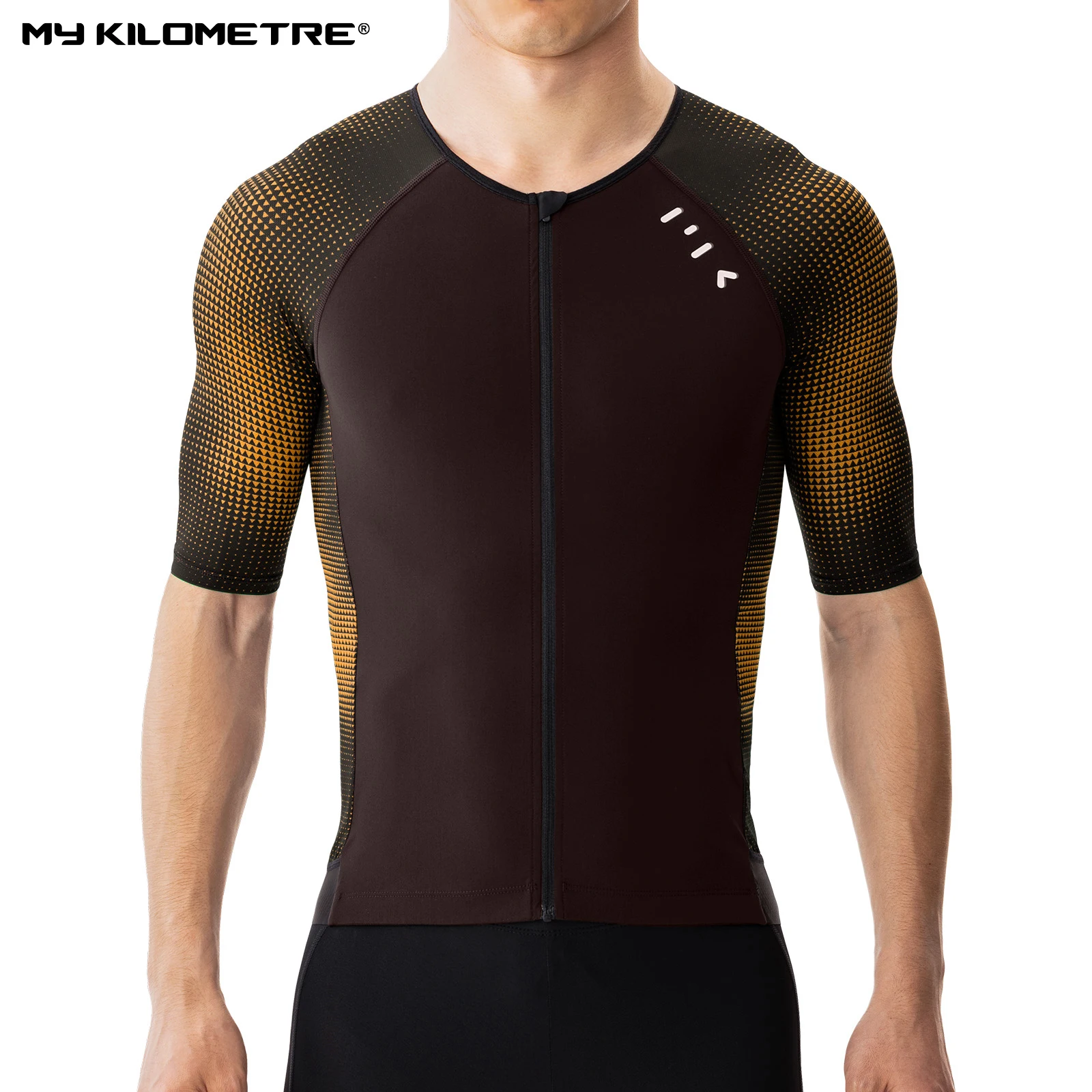 

MY KILOMETRE Men's Triathlon Cycling Short-Sleeved Top for Men Quick-Dry Lightweight Running and Swimming Triathlon Apparel