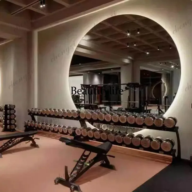 E182 Gym mirror full body lamp large round mirror porch decoration high definition explosion-proof mirror