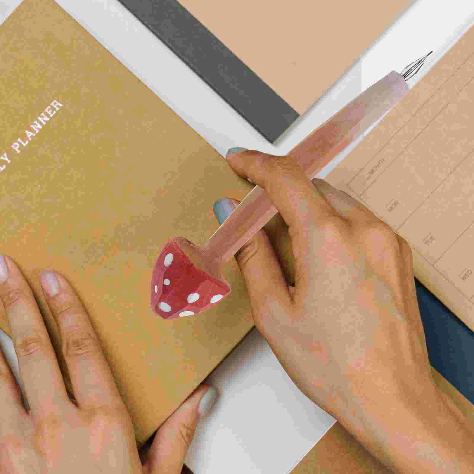 Serve Wooden Engraving Pen Mushroom Stationery Ballpoint Pens for School Notebook Taking Kawaii Office