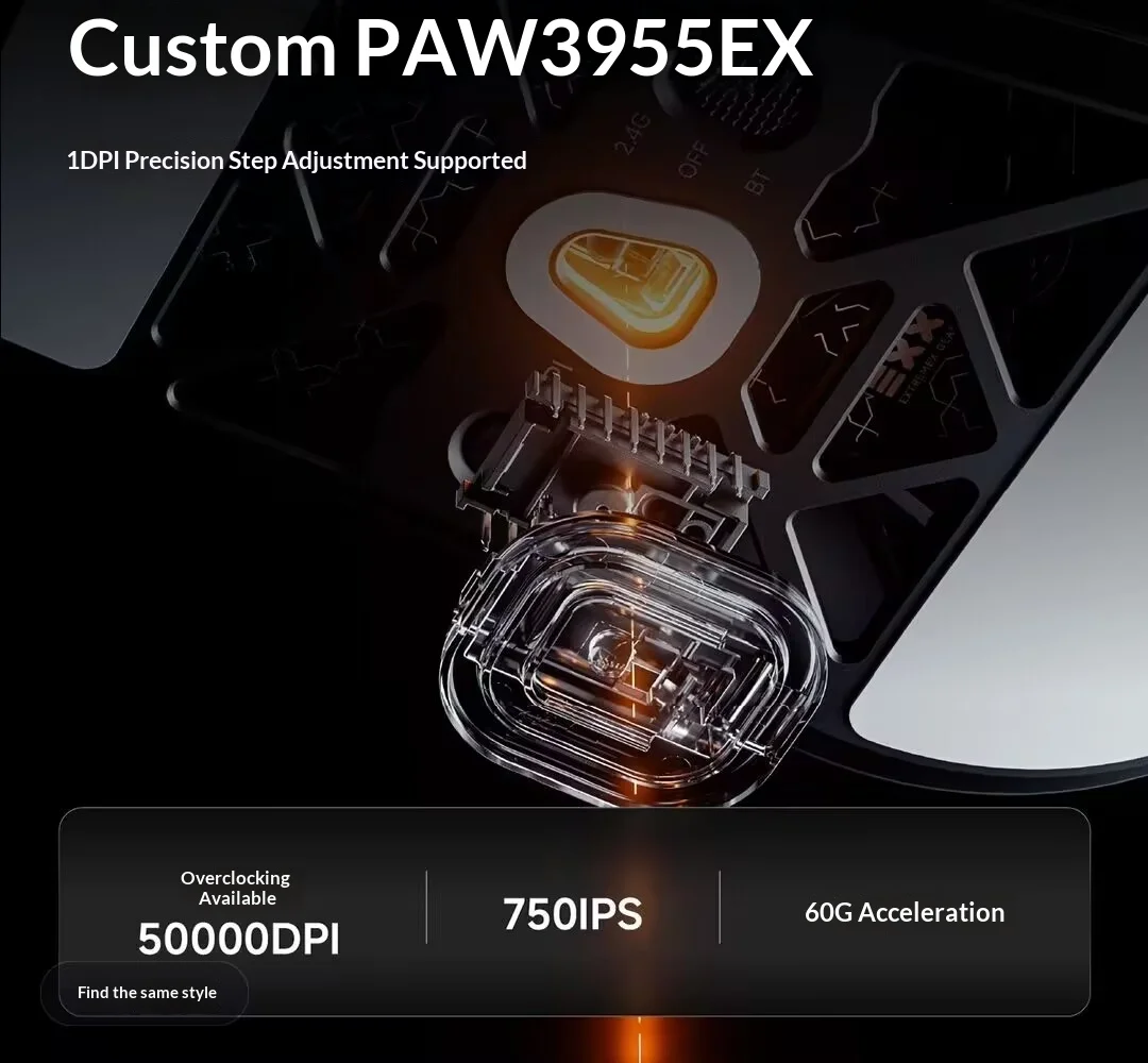 EXX Alpha 7 Wireless Esports Gaming Mouse 47g Ultra Lightweight Magnesium-Aluminum Alloy Hollow Mouse PAW3955 Sensor For PC Lapt