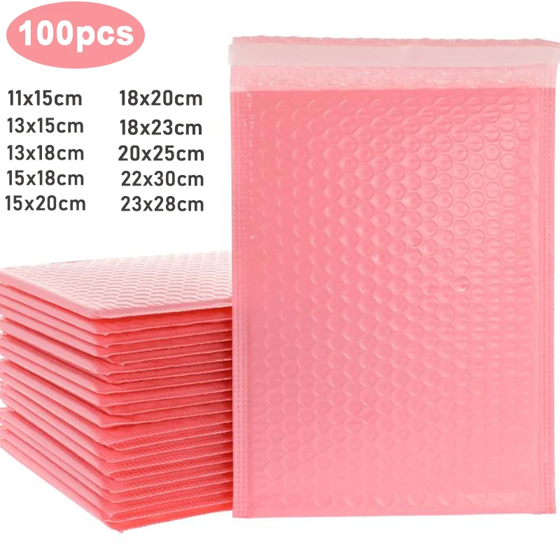 

100PCS Pink Bubble Mailers Foam Envelope Self Seal Mailer Padded Shipping Envelopes Bubble Mailing Bag Packing Bags