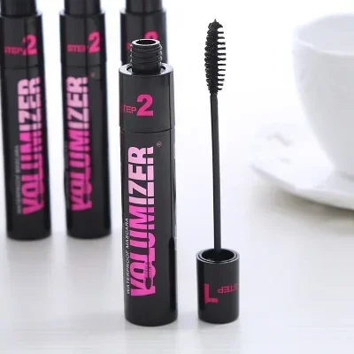 Make up 2in1 Double Purpose Mascara Waterproof and Sweatproof Curling Brushes Makeup Eye Fiber Mascara Eyelash Eyelashes Black