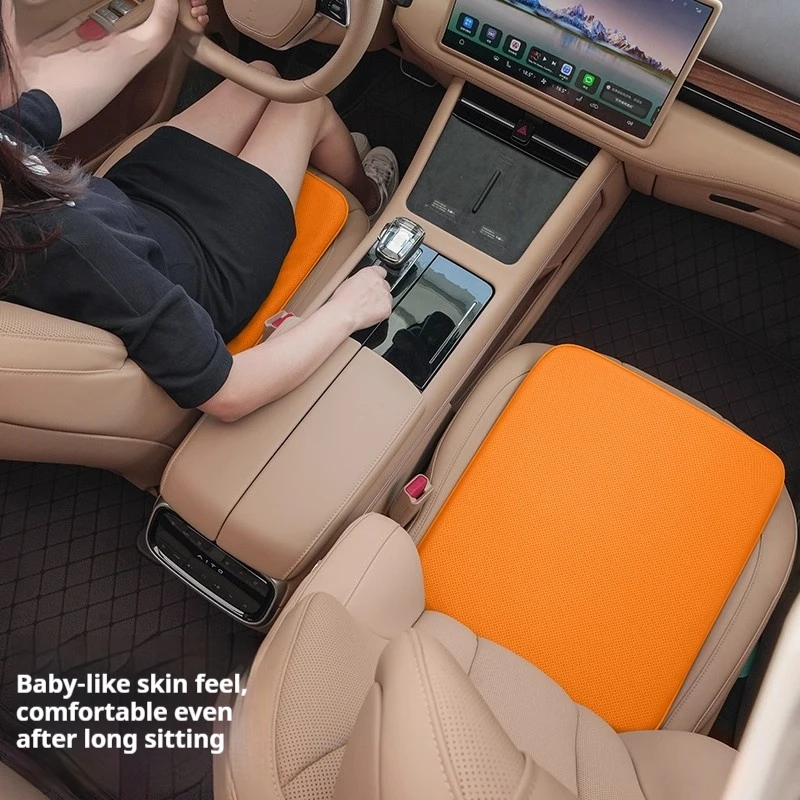 Nappa Leather Car Seat Cushions - All-Season Universal, Premium, Breathable for Long Rides (Driver & Rear Seats)