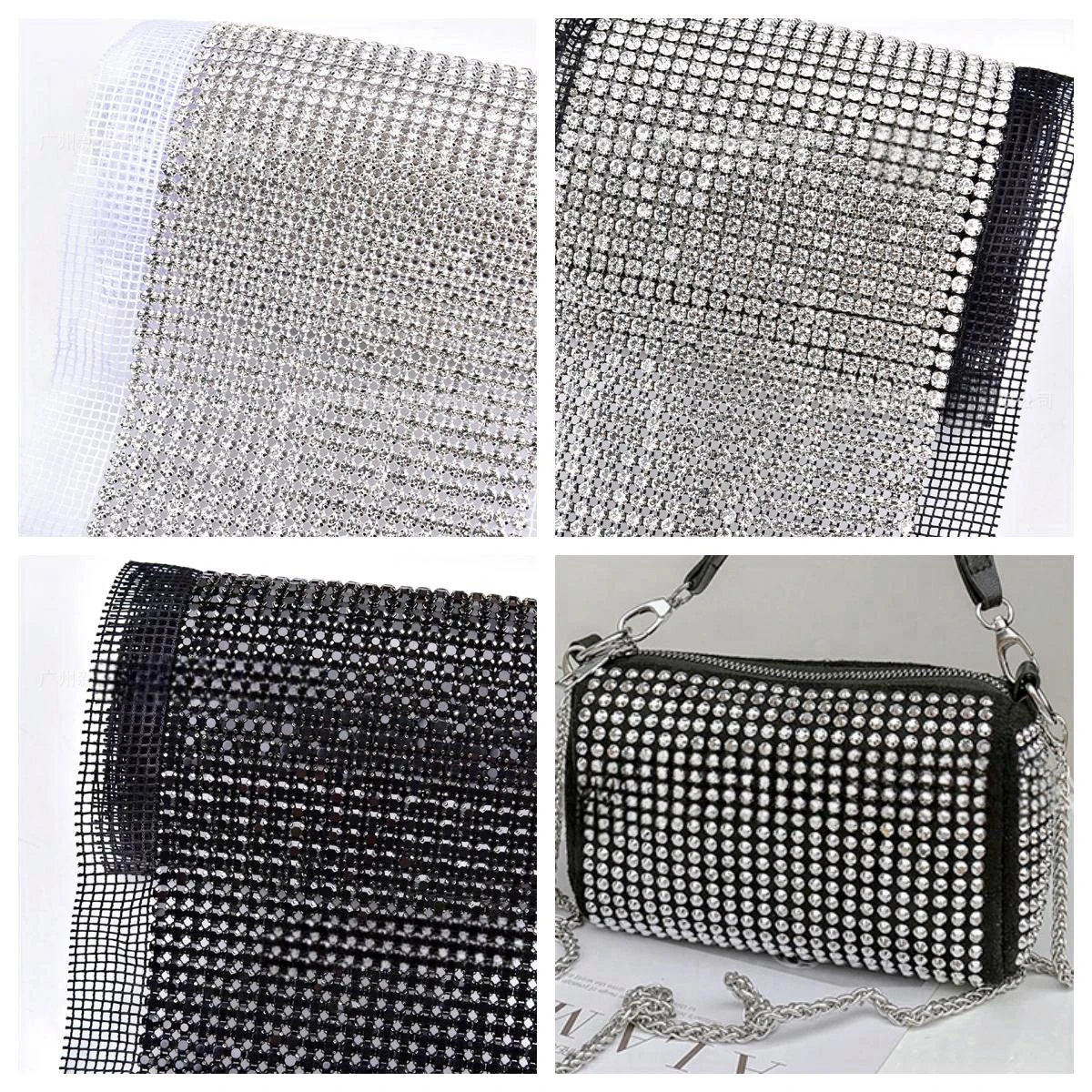 5 Yards/Roll,24 Rows 5Mm Rhinestone Mesh Clear Crystal Diamond Trimming Chain Diy Sewing High-End Lace Dress Wallet Shoes Sheet