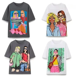 Cotton T-shirts For Women Summer 2025 Women's Tshirts Top Y2k Fashion O-neck Casual Tops Short Sleeve Tee Harajuku Shirt