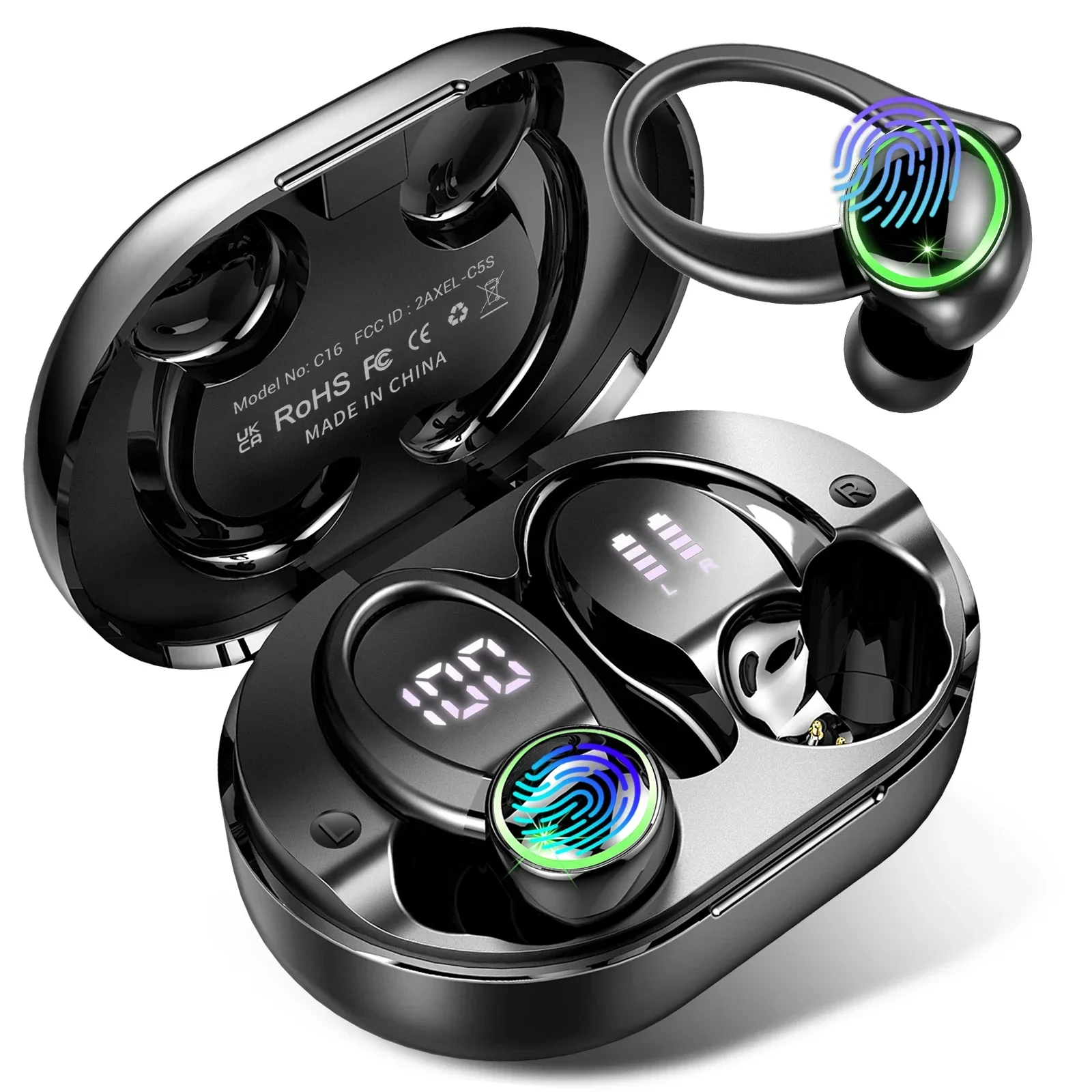

Wireless Earbuds Sports, Bluetooth Headphones 5.3,4 ENC Noise Cancelling Mic, IP7 Waterproof Headset, 50H Playback.