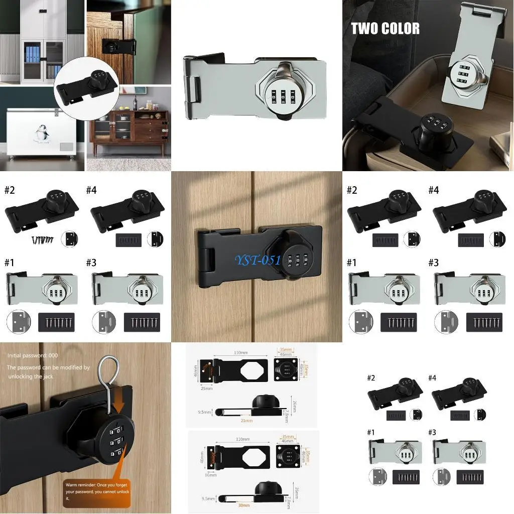 

E15A Zinc Alloy Drawer Code Lock 3 Digit Combination Cabinet Lock Mechanical Dial Combination Lock for Office, Home