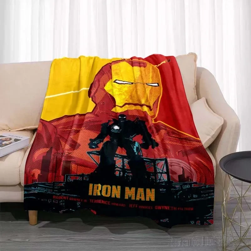 Anime Marvell Comics Iron Man Cartoon Room Warm Blanket Comfortable Soft Portable Travel Picnic Gift for Family or Friends