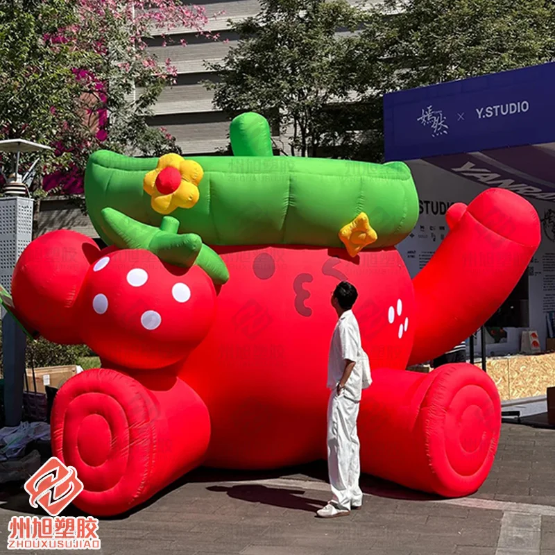 Giant inflatable strawberry doll air model shopping mall outdoor park decoration props