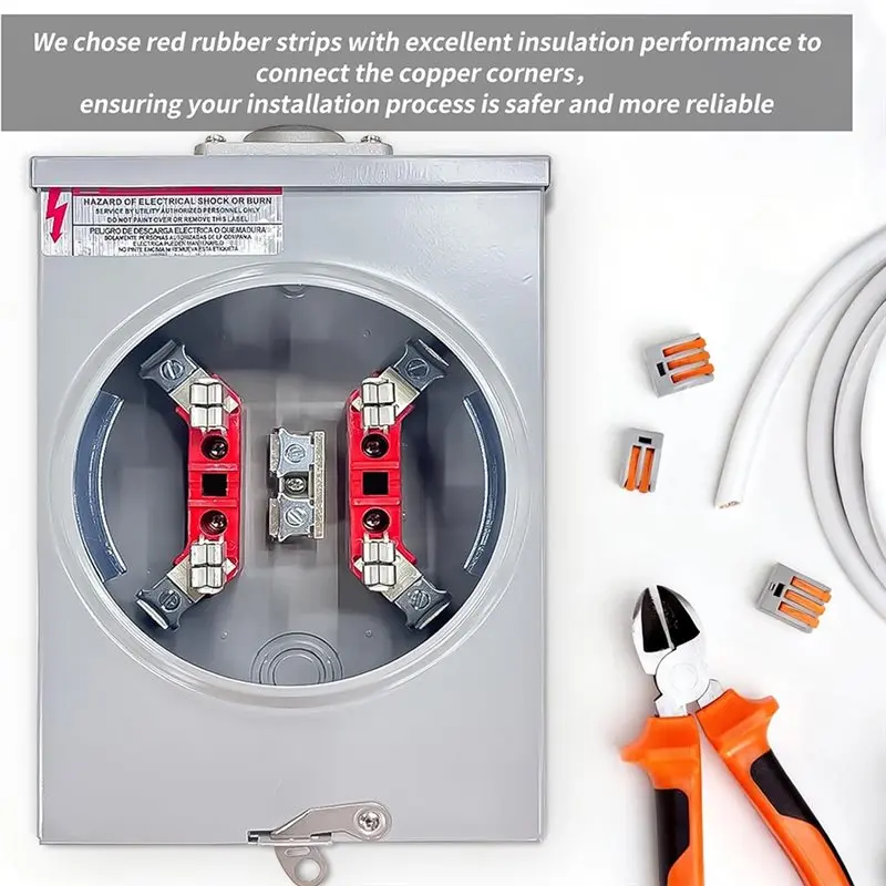 ABZL Meter Socket 125 Amp 4 Jaw Ringless Base, 600V 1 Phase 3 Wire With Cover Plate For Overhead/Underground Feeds