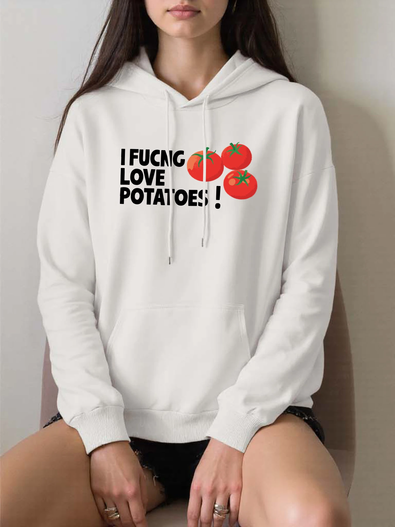 

Женские толстовки с принтом «Я сравниваю любовь», свободная толстовка в стиле хип-хоп, осенняя флисовая уличная одежда, удобные женские пуловеры с карманами