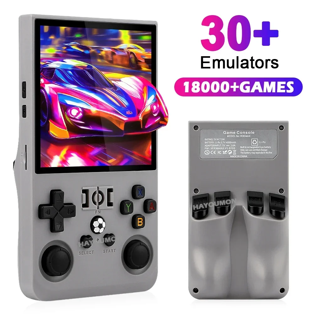 

Портативная игровая консоль R36 Max с 4-дюймовым IPS-экраном, открытой операционной системой, ретро-видеоплеер, 128 ГБ, до 20000+ игр