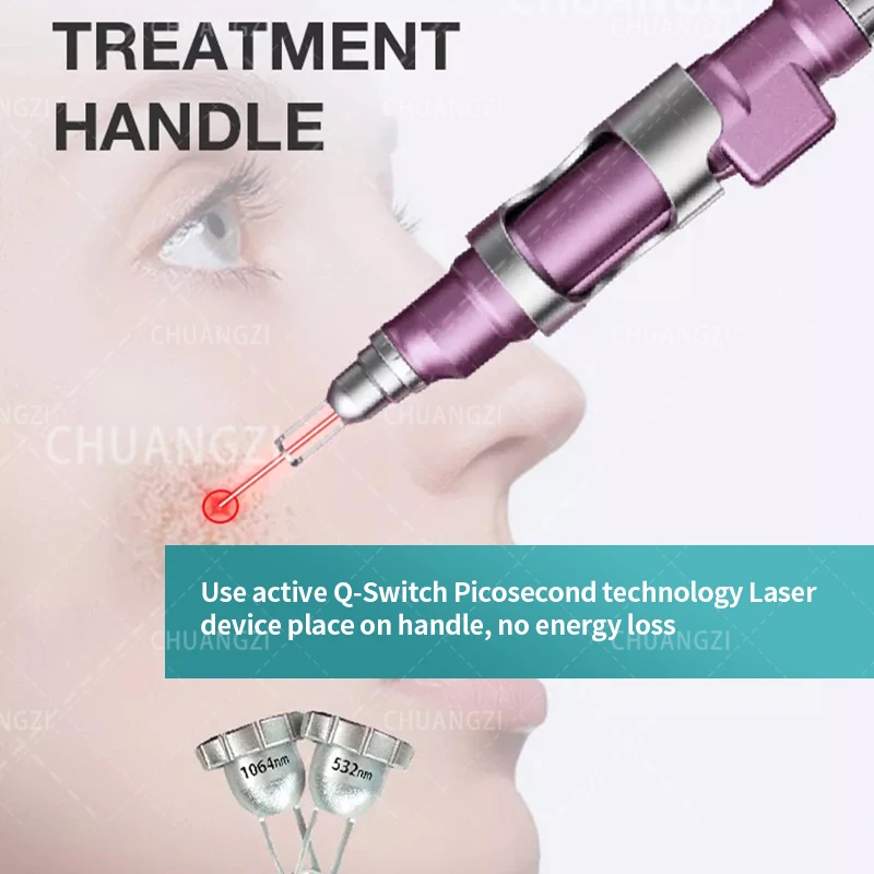 Picoseconds Tattoo Removal Nd Yag Q-switch 532 755 1064 1320nm Pico Laser Eyebrow Wrinkle Removal Machine For Salon