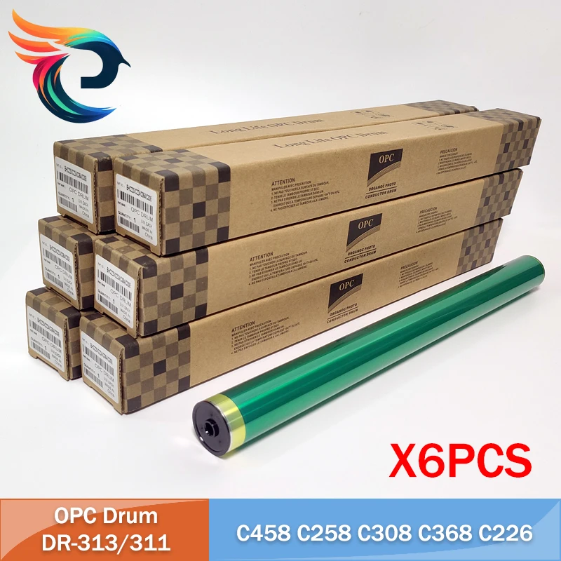 6PCS 80K DR313 DR311 OPC Drum Cylinder For KONICA MINOLTA Bizhub C458 C258 C308 C368 C226 C256 C266 C224e C284e C364e C454e