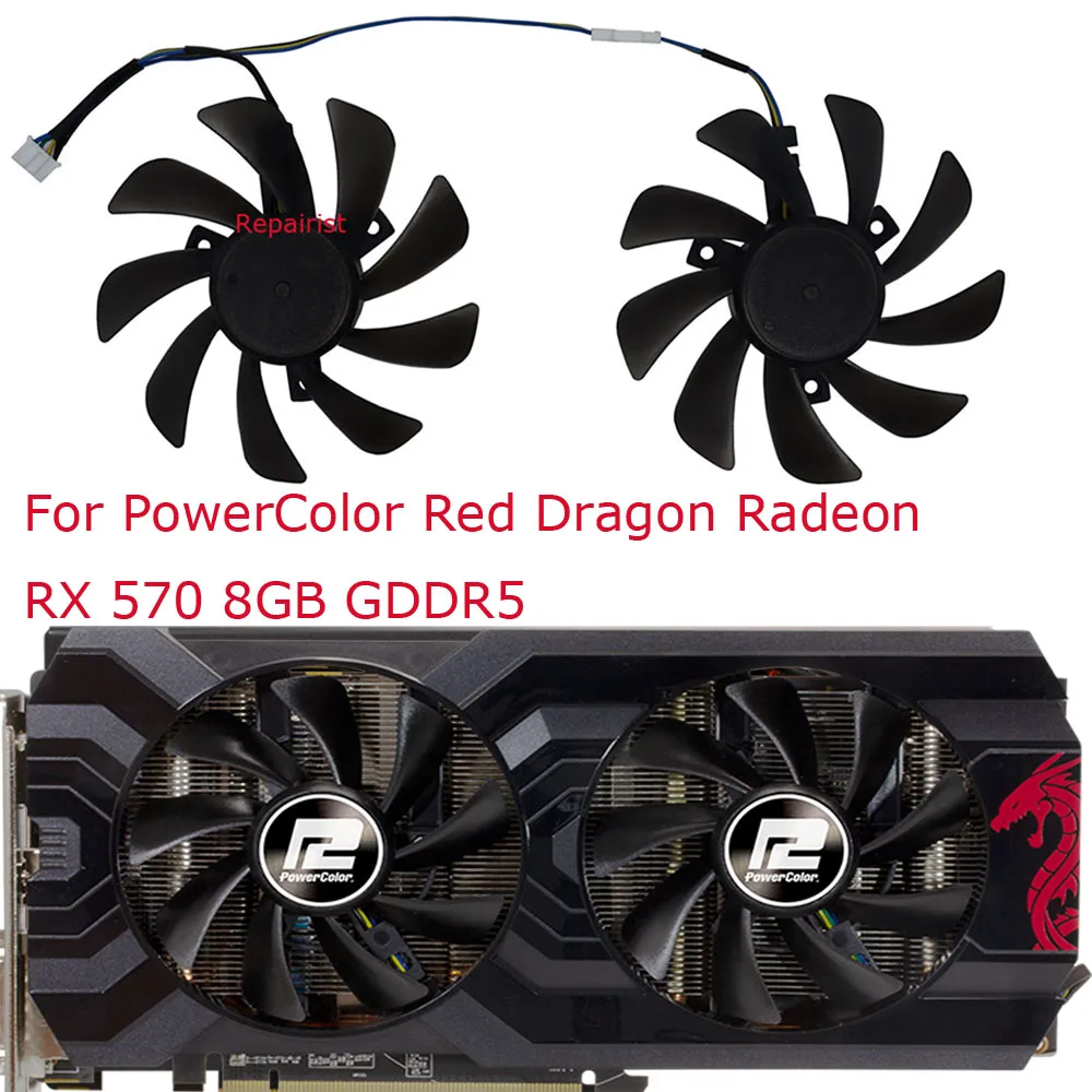 비디오 카드 선풍기, PowerColor Red Dragon RX590 GME 8GB,PowerColor Red Dragon RX 580 8GB,PowerColor Red Dragon RX 570 8GB,, 그래픽 카드 냉각용, CF9015H12S, 세트당 2 개