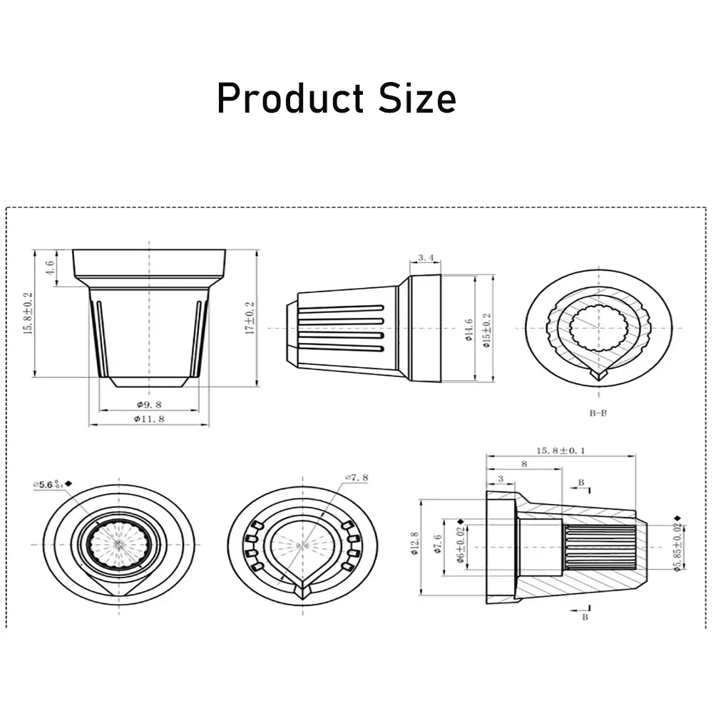5 Pcs AG2 WH148 전위차계 손잡이 인코더 스위치 캡 15X17mm 6mm 빨간색/파란색/녹색/흰색/노란색/주황색 WH148 손잡이 용 6 가지 색상