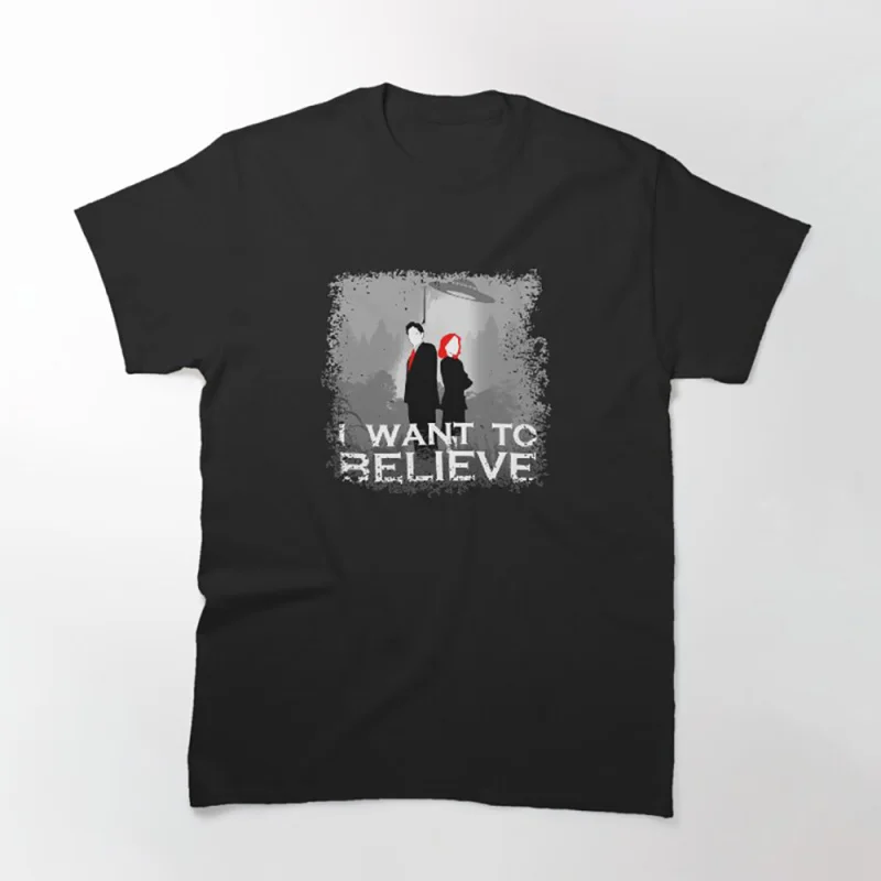 

0305 Mulder and Scully Sci fi tv series The X Files Trust No One Gift t shirt Retro Alien movie Graphic clothes All size tops