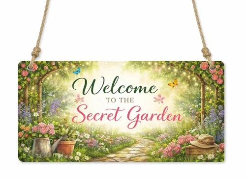 1x Welcome To Our Secret Outdoor Garden Metal Hanging Sign/Plaque Gift cpt42 --Tin Sign
