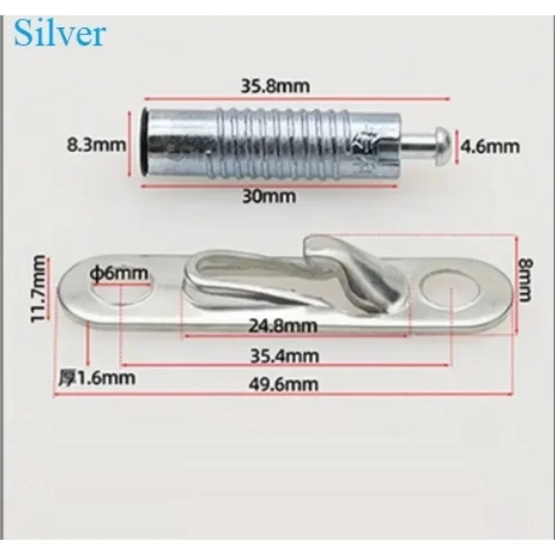 100Pcs Zinc Plastic 2 In 1 Invisible Funiture Cabinet Joiner Connector Spring Loaded Sliding Snap-on Pin Open Wardrobe Bookshelf