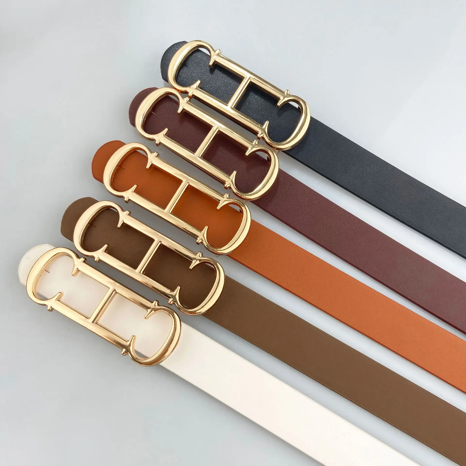 Luxury Brand Pu Leather Belt For Women Designer Alloy Buckle Waist Strap Female Jeans Trouser Dress Waistband