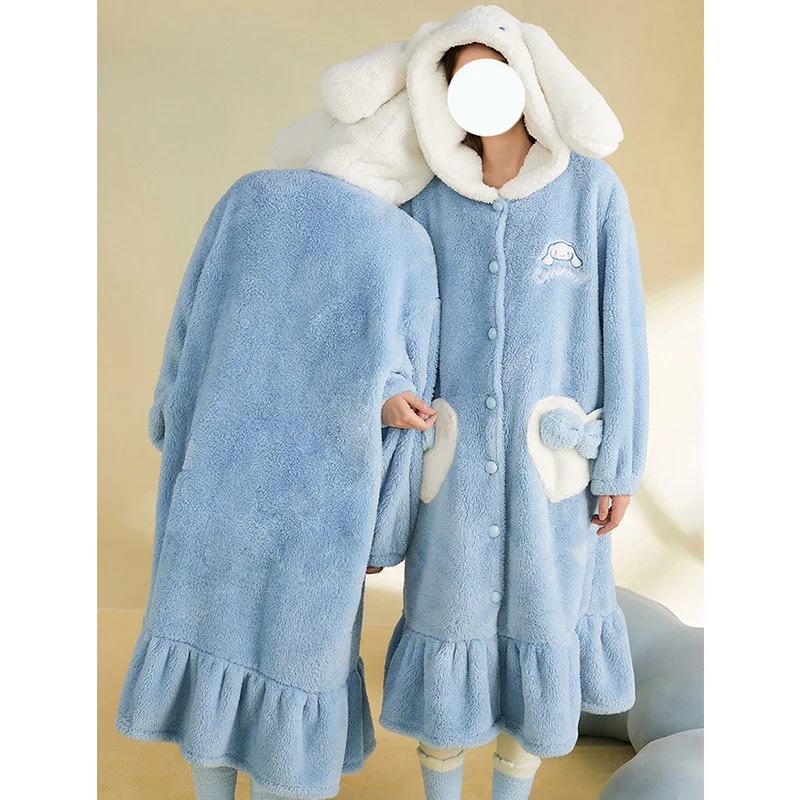 Nightgown Pajamas Long Robe Homewear Fluffy Pajamas Kigurumi Adult Loungewear Halloween Costumes Full Pajamas Woman Warm Clothes